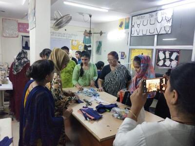 Sewing machine operator training session